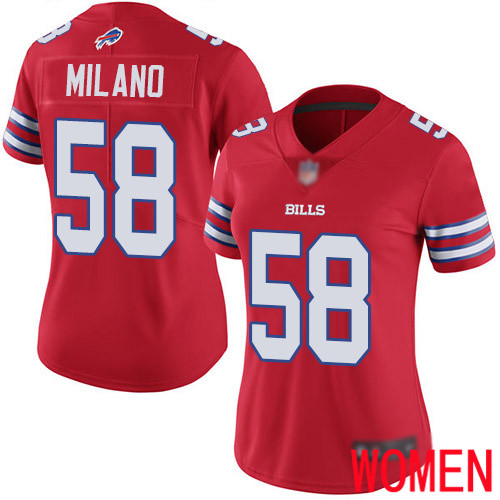 Women Buffalo Bills #58 Matt Milano Limited Red Rush Vapor Untouchable NFL Jersey->women nfl jersey->Women Jersey